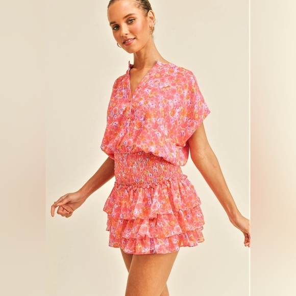 Dresses & Skirts - RESET by Jane Pink Smocked Ruffle Dress Size Medium